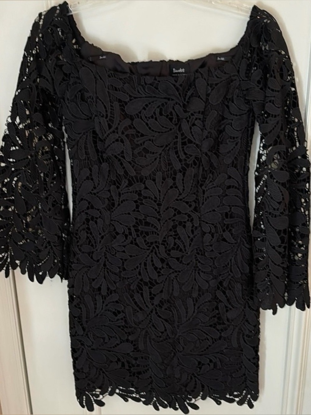 Bardot Black Long Sleeve Lace Overlay Dress